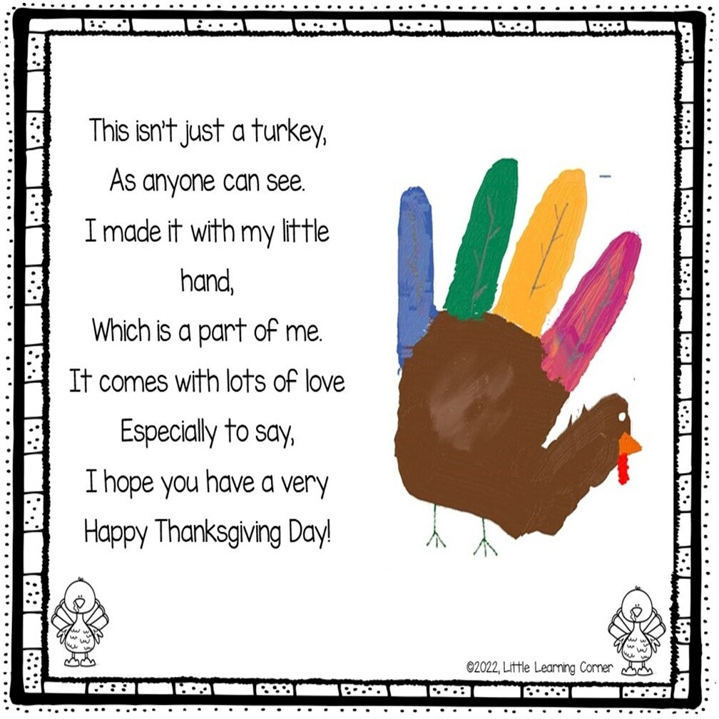 Turkey Handprint Poem - Landscape for Turkey Poem Printable