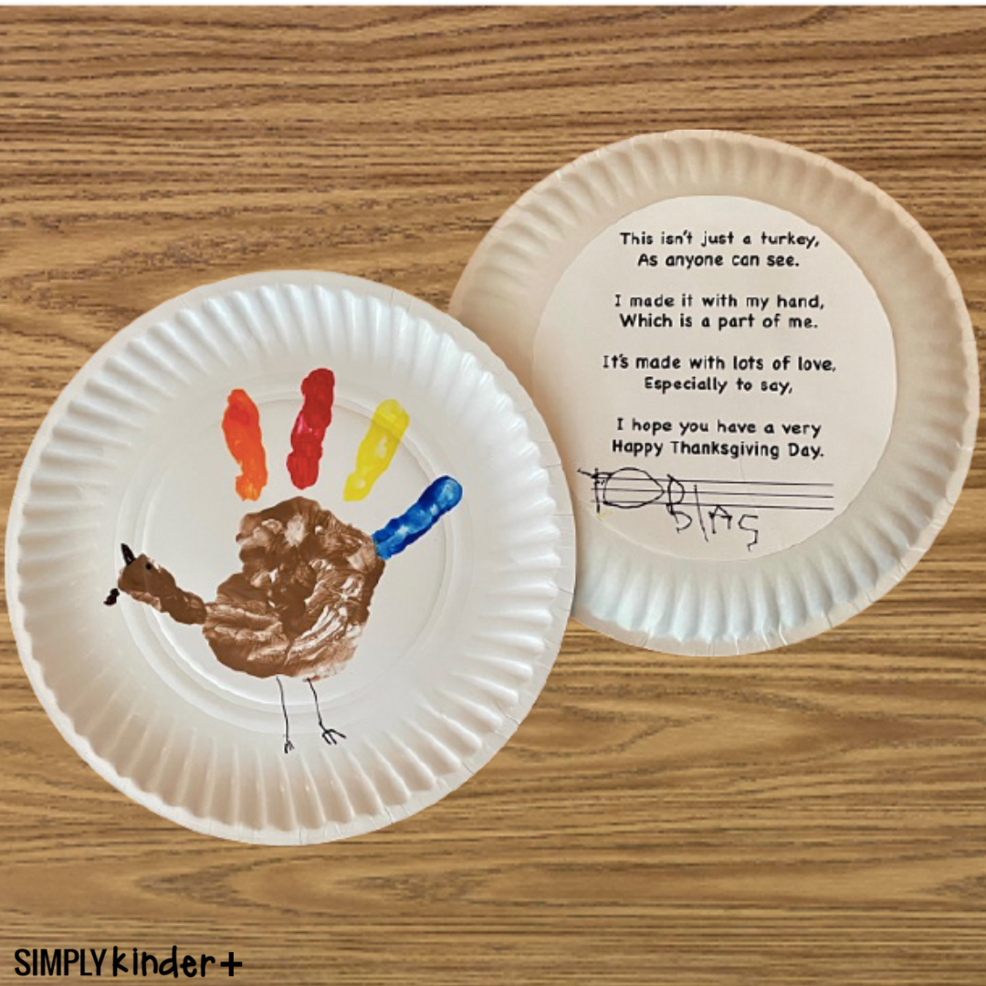 Turkey Handprint Poem-Plate Sized - Simply Kinder + Printable in Turkey Handprint Poem Free Printable Informational