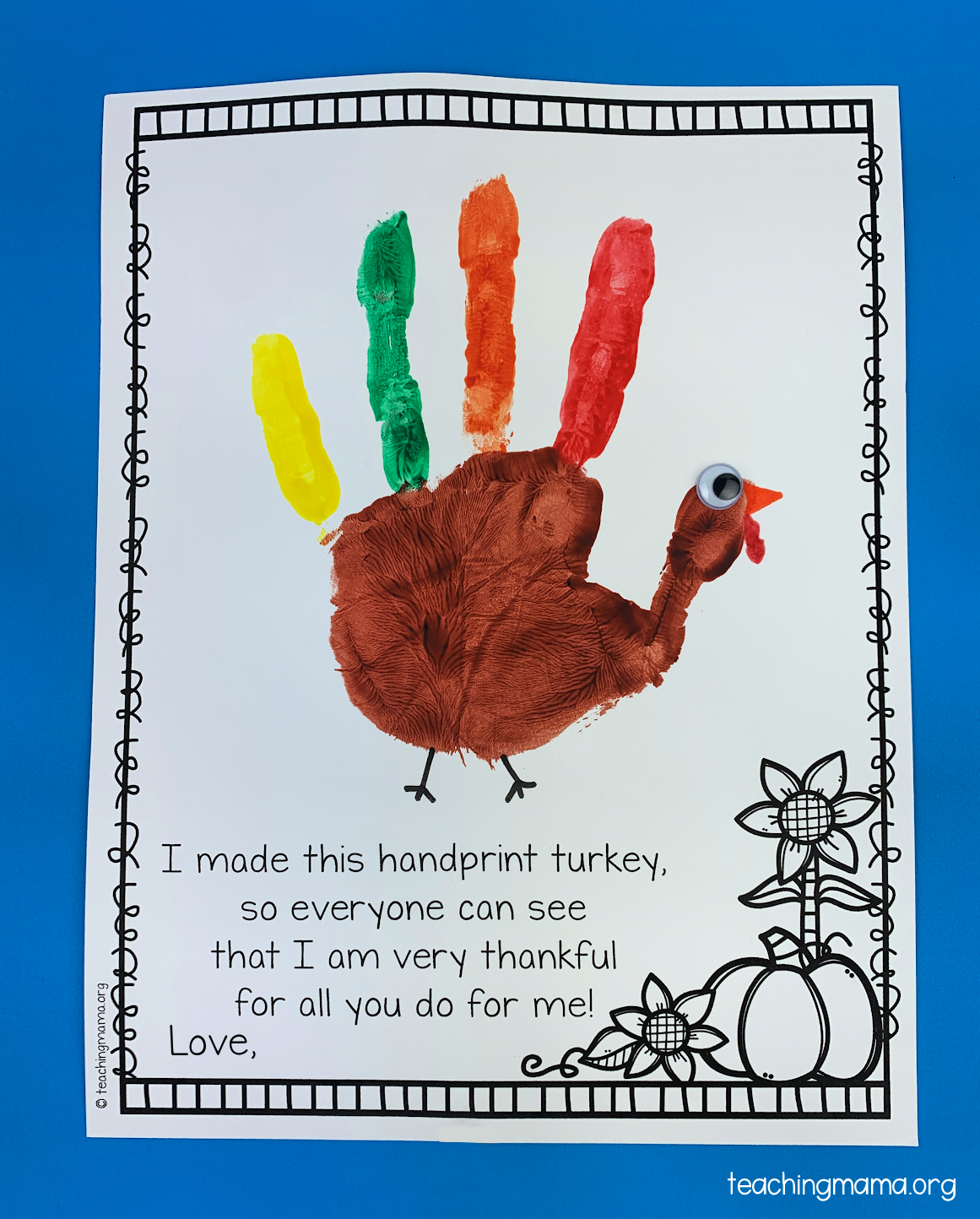 Turkey Handprint Printable - Teaching Mama with Printable Turkey Hands
