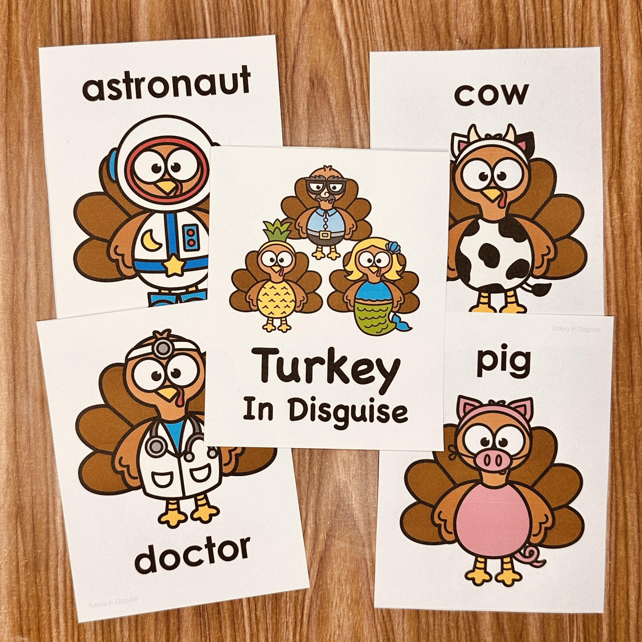 Turkey In Disguise Vocabulary Printables - Simply Kinder + with Turkey in Disguise Free Printable	Informational