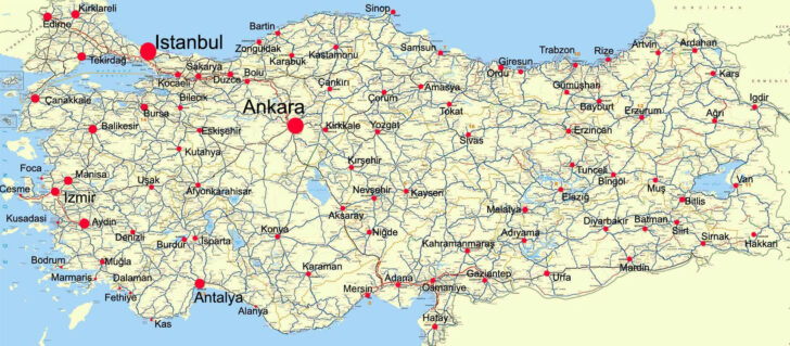 Printable Map of Turkey Printable Map of Turkey