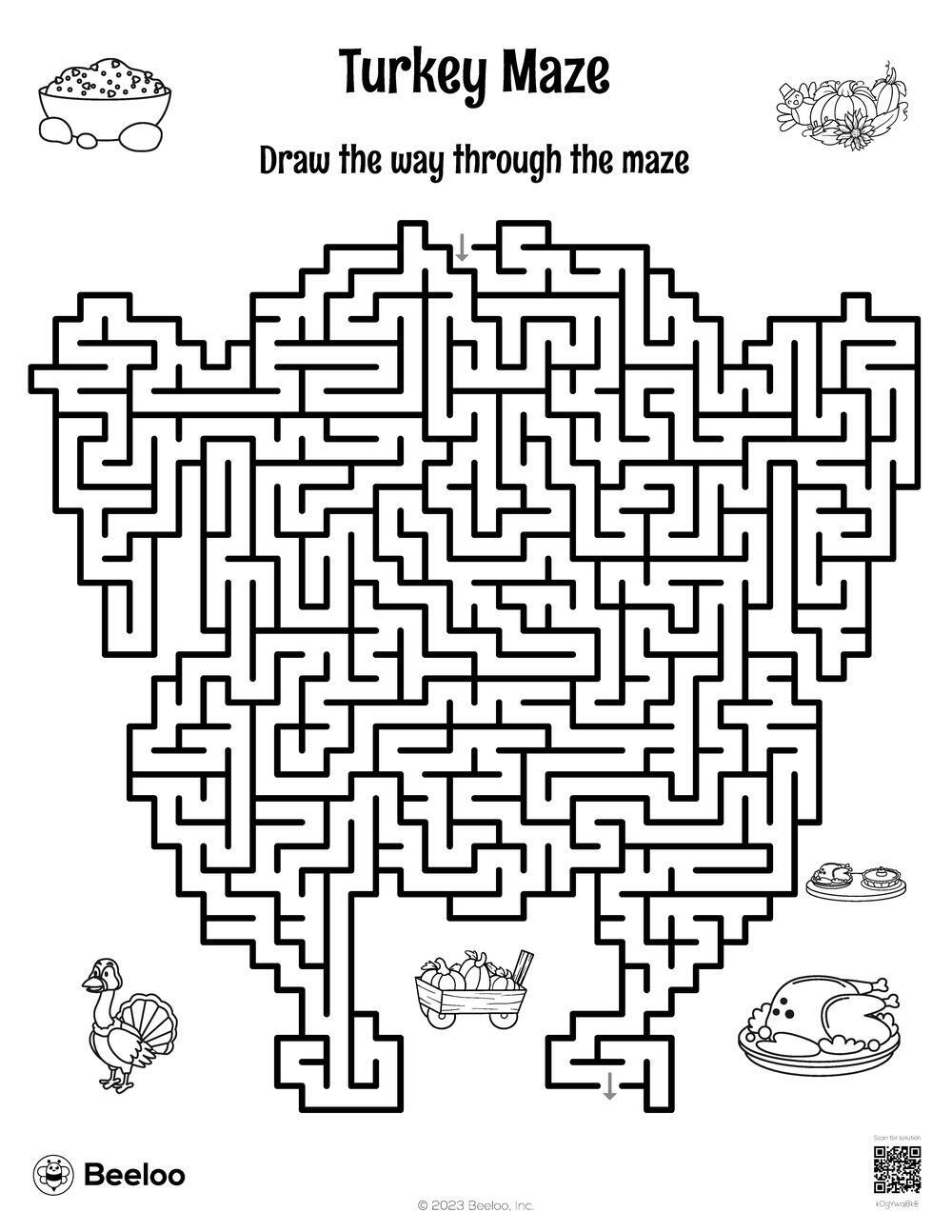 Turkey Maze • Beeloo Printable Crafts And Activities For Kids inside Turkey Maze Printable