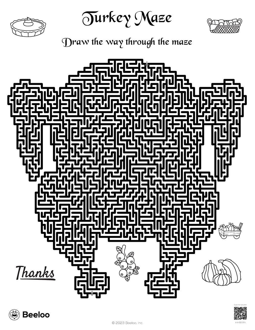 Turkey Maze • Beeloo Printable Crafts And Activities For Kids regarding Turkey Maze Free Printable