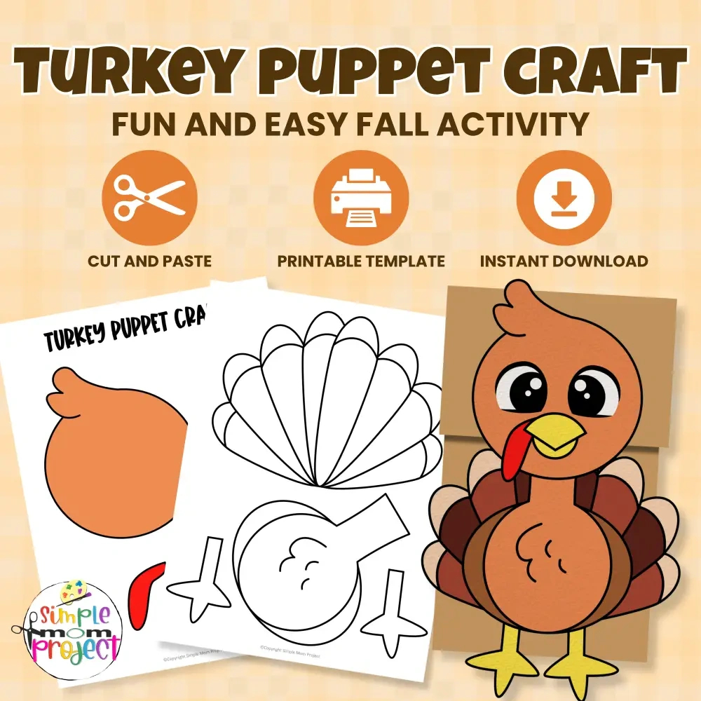 Turkey Paper Bag Puppet – Printable Craft Template For Kids for Turkey Paper Bag Puppet Printable