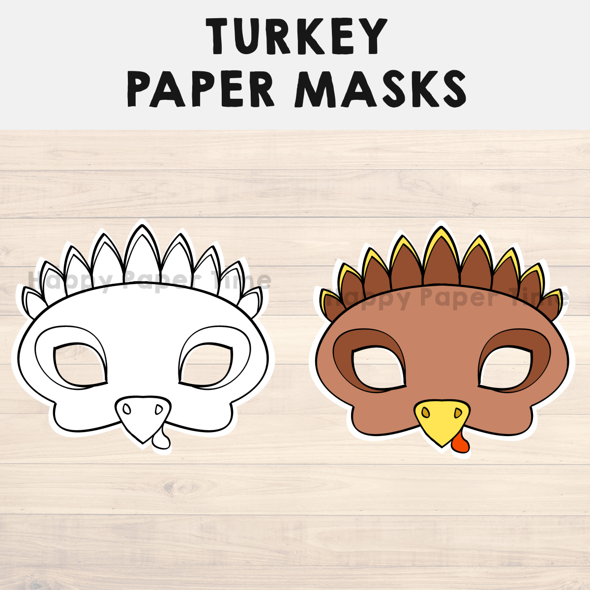 Turkey Paper Masks Printable Thanksgiving Coloring Costume Craft pertaining to Turkey Mask Printable