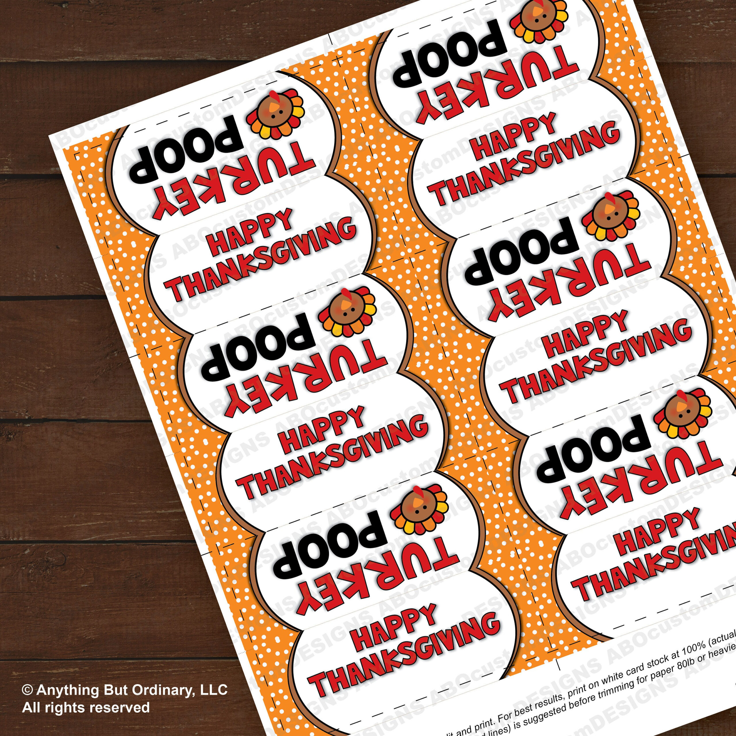 Turkey Poop Printable Treat Bag Labels | Editable Thanksgiving Bag intended for Turkey Poop Printable