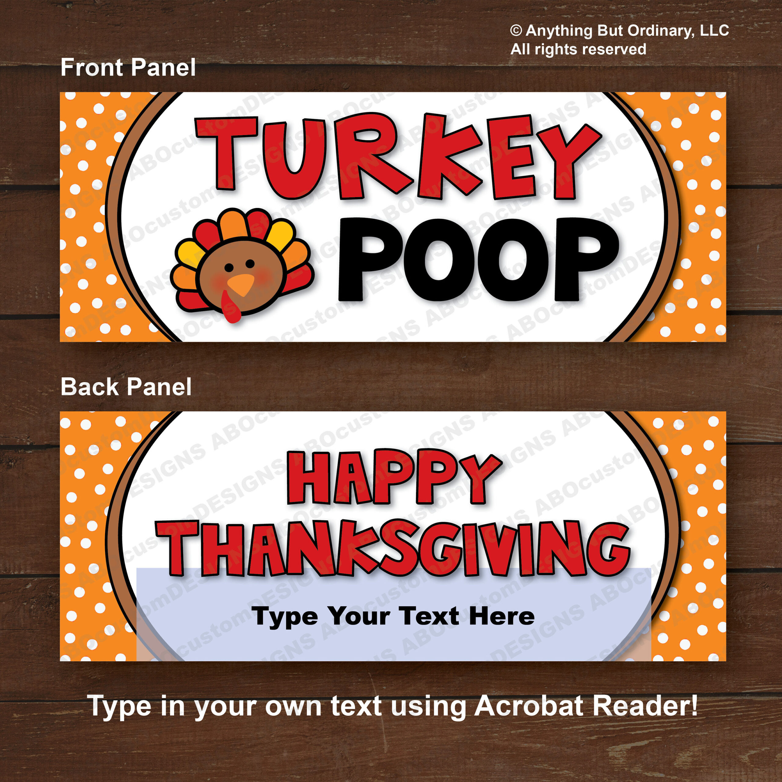 Turkey Poop Printable Treat Bag Labels | Editable Thanksgiving Bag pertaining to Turkey Poop Printable