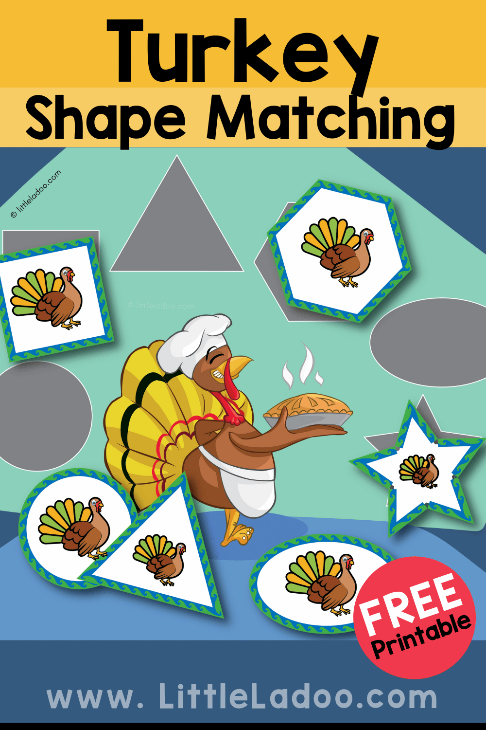 Turkey Shape Matching - Free Thanksgiving Printable For Toddlers in Turkey Matching Game Printable