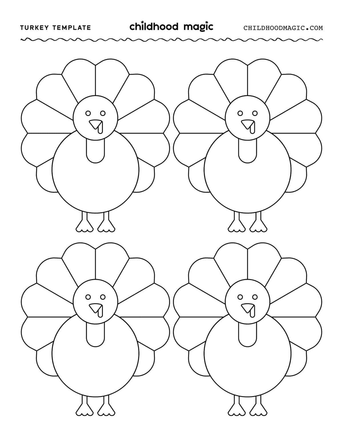 Turkey Template - Childhood Magic inside Free Printable Small Turkey Template