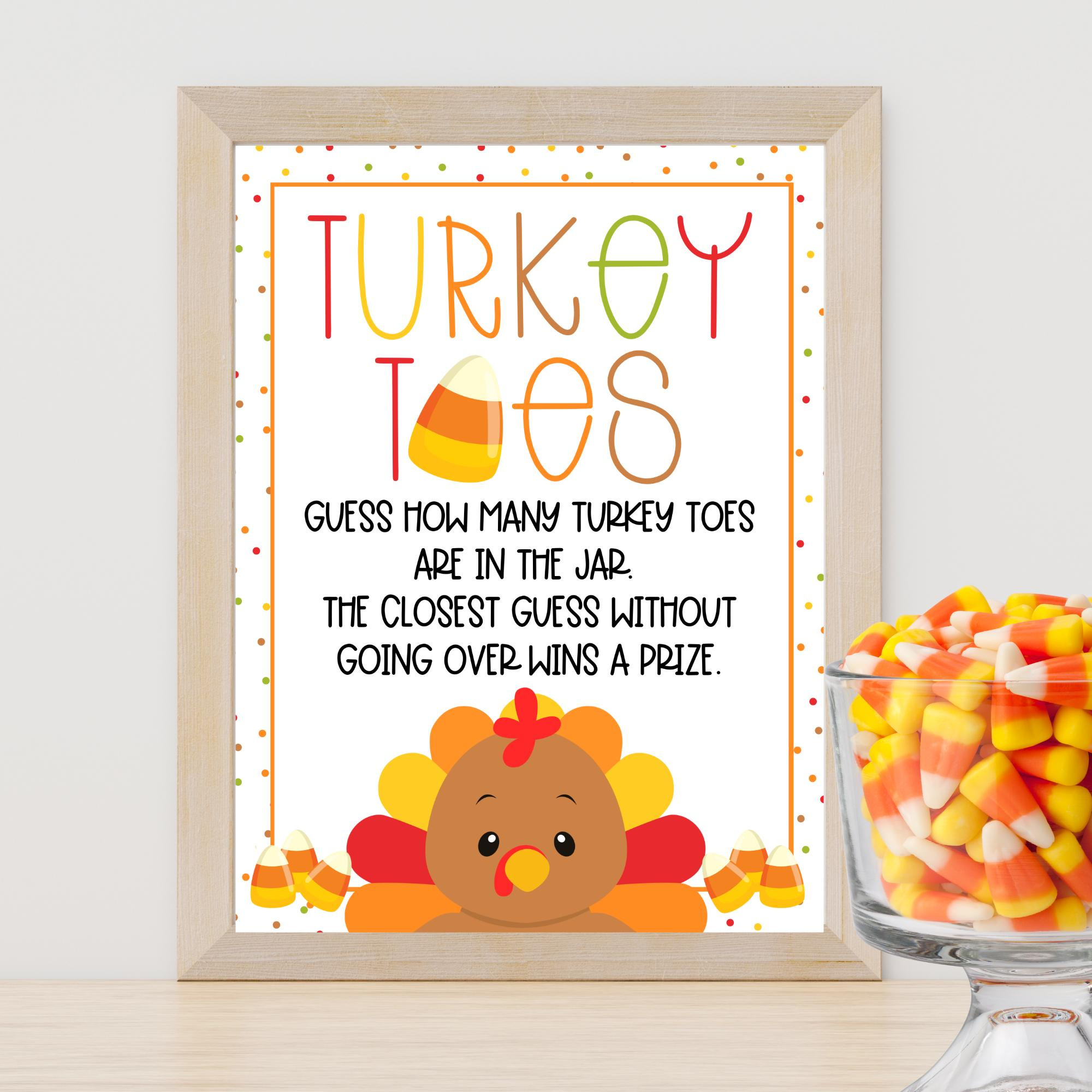 Turkey Toes Guessing Game Printable, Thanksgiving Party Game, Fall inside Turkey Toes Printable