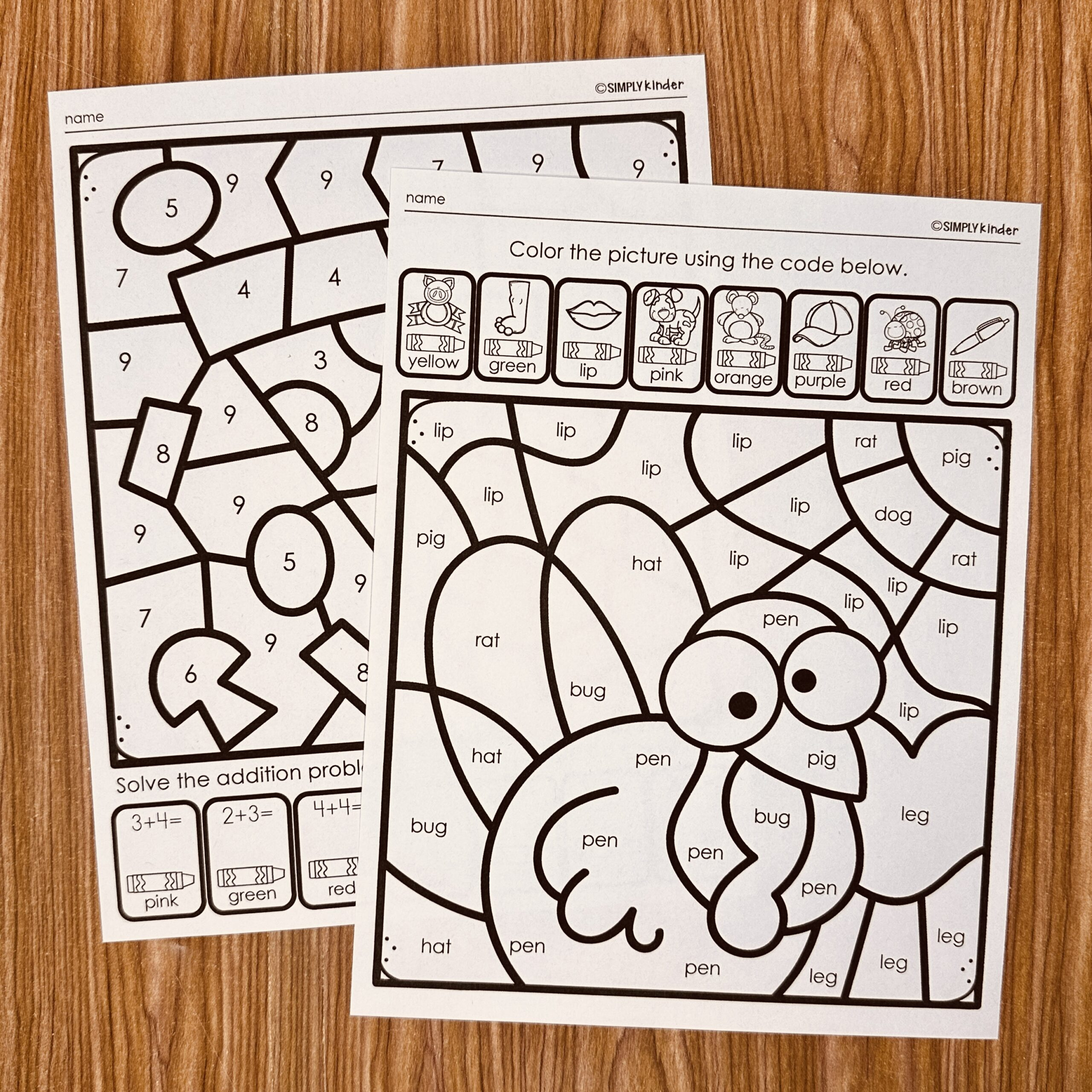 Turkey Trouble Colorcodes - Simply Kinder + Printable Membership regarding Printable Turkey To Color	Informational