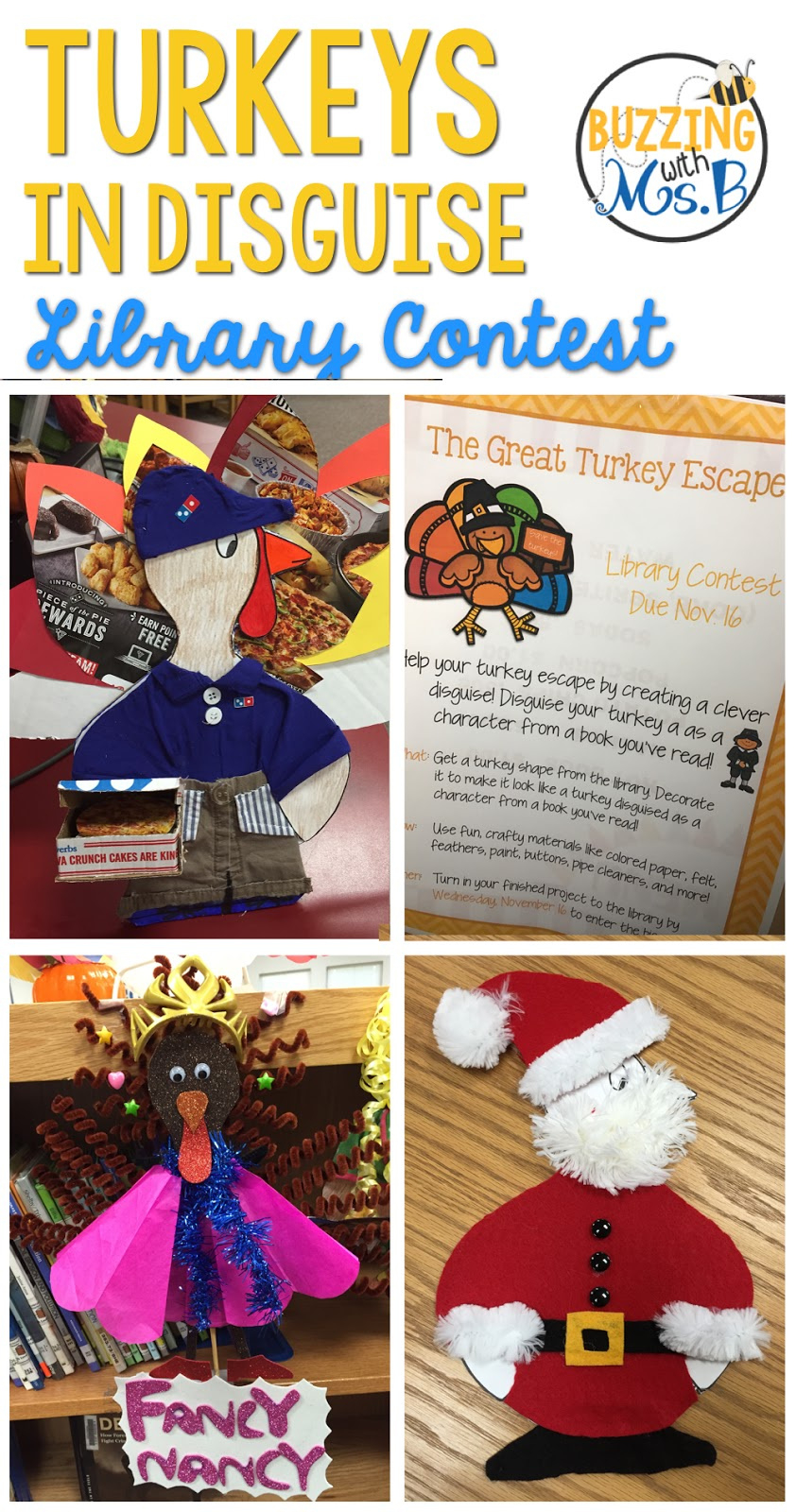 Turkeys In Disguise! Library Contest &amp;amp; Book Project - Buzzing With regarding Turkey in Disguise Book