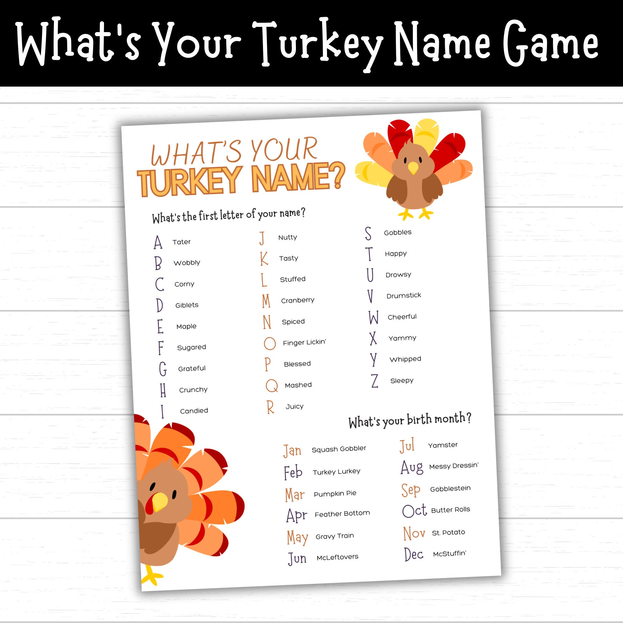 Was Ist Ihr Truthahn-Namensspiel, Druckbar, Was Ist Ihr Truthahn within What Is Your Turkey Name Printable