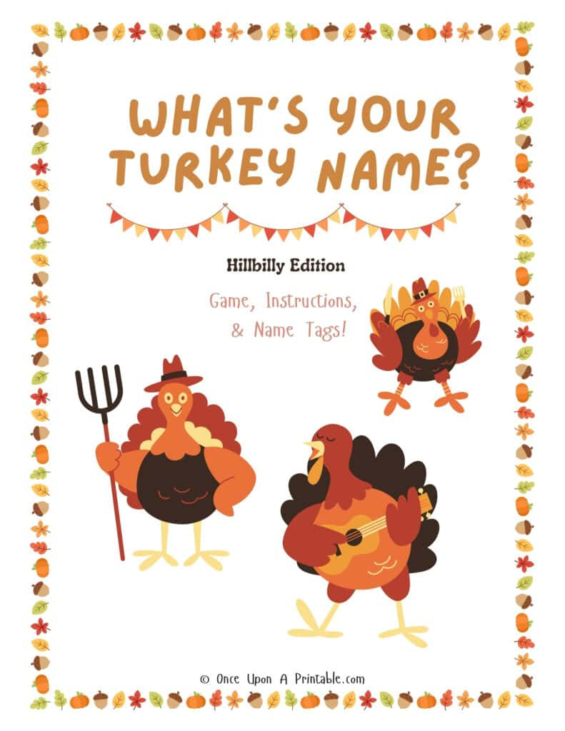 What'S Your Turkey Name?" Game Free Printable - Once Upon A Printable intended for Turkey Name Printable